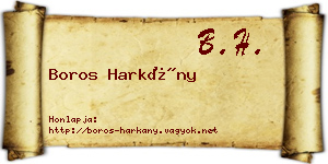 Boros Harkány névjegykártya